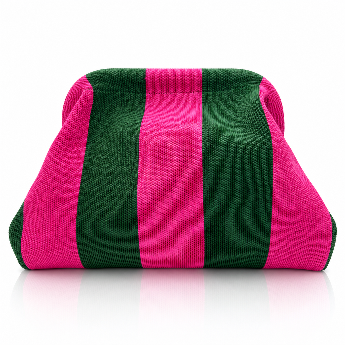 Kosmetiktasche aus Strick – Pink und Grün gestreift